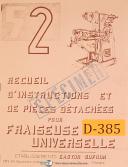 Dufour-Dufour Gaston No. 52, Fraiseuse Universelle, D\'Instructions Et De Pieces Manual-52-NO. 52-01